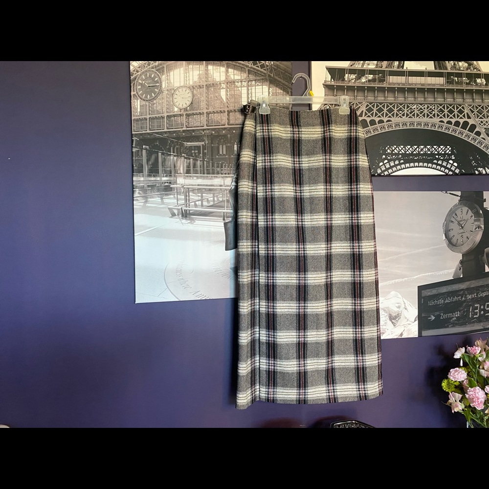 Plaid Ankle-Length Louben Wrap Skirt